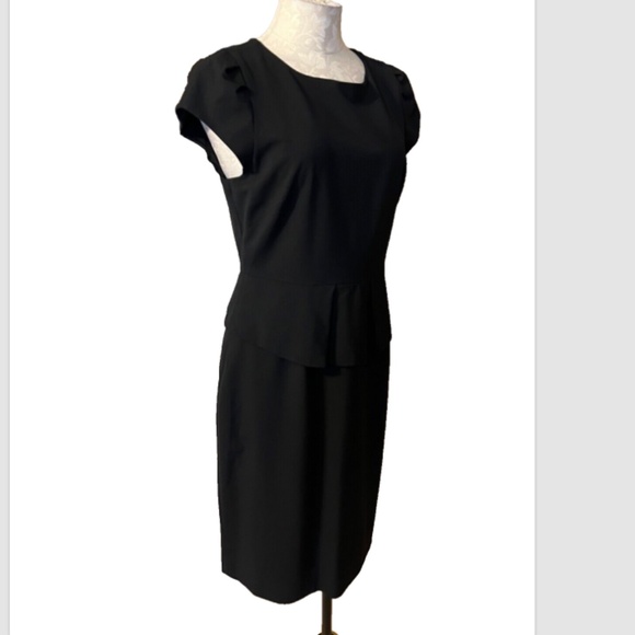 J Crew Dress 8 Black Short Sleeve Stretch Wool Career Church - Picture 3 of 10